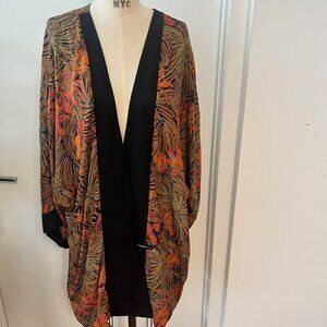 Vintage GEMINI II Kimono Style Floral Lagenlook Jacket Size 18